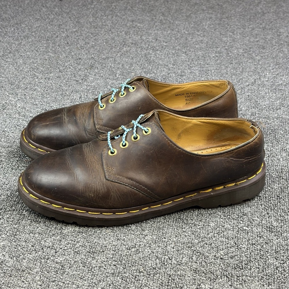 Vintage Dr Martens 1561 Brown Leather Oxford‎ Shoes Made In England Men's US 10
